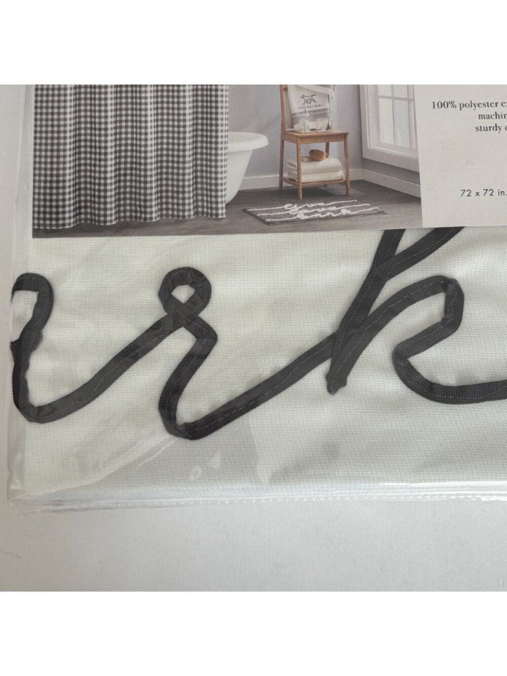 SKL Home Shower Curtain Farmhouse Dogs Black White Gingham 72x 72 Bathroom Decor - Picture 5 of 13